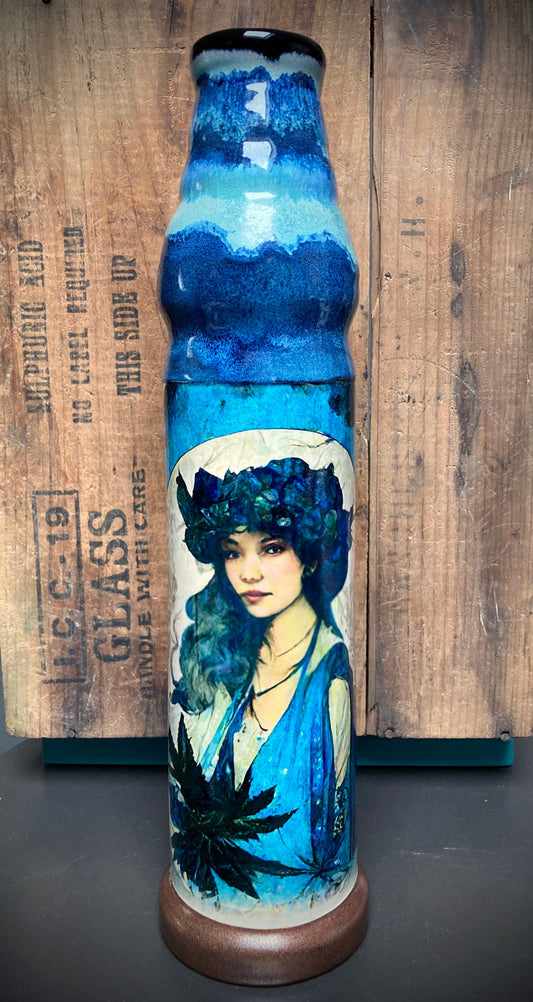 Blue Dream Art Nouveau Ceramic Bong 14" Tall The Berkshires