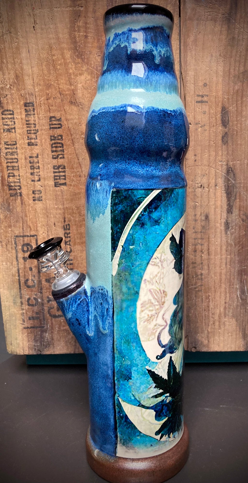 Ceramic Bong - "Art Nouveau - Blue Dream"