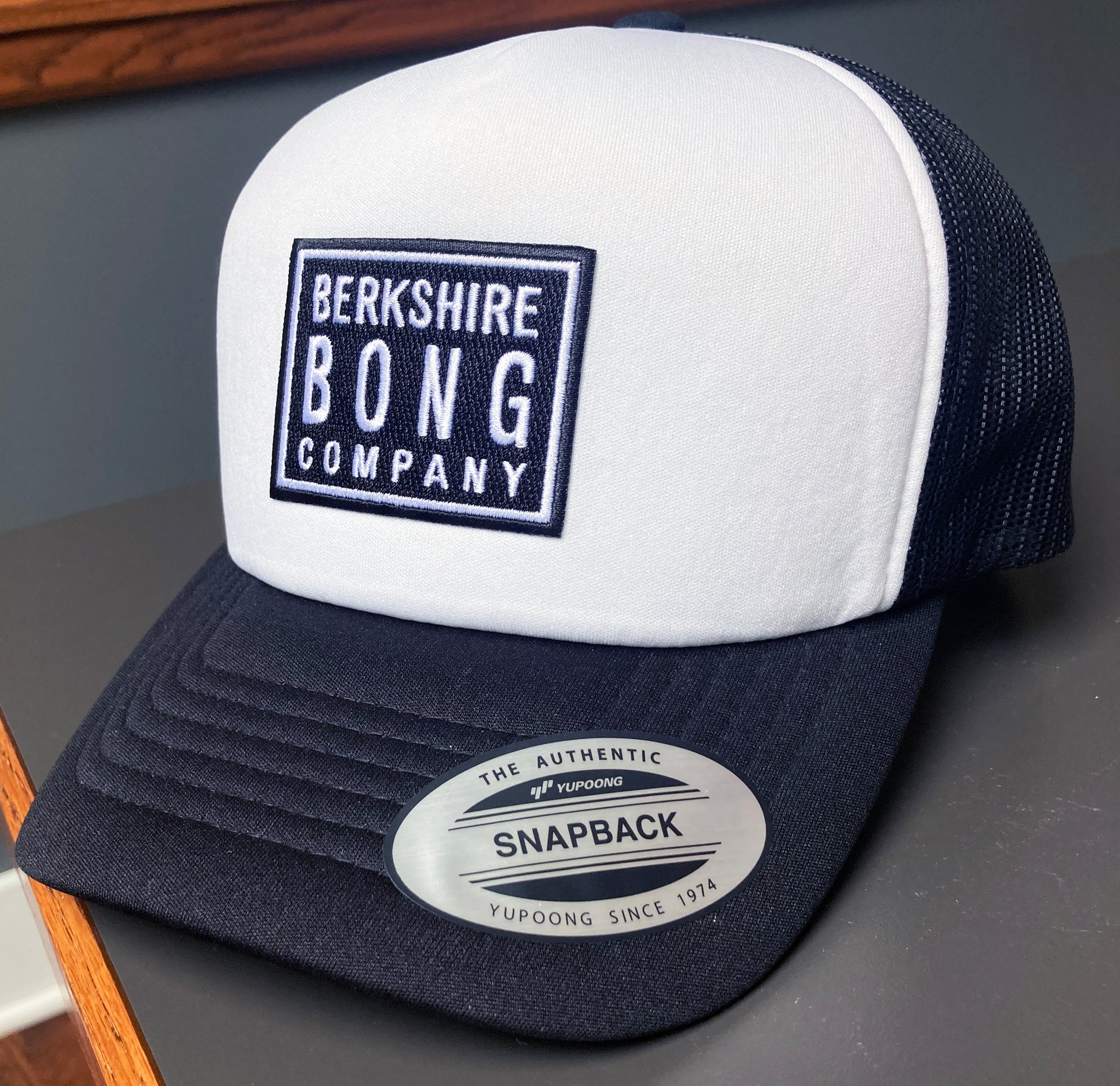 Berkshire Bong Company Trucker Hat with Patch Logo and Adjustable Snapback Design