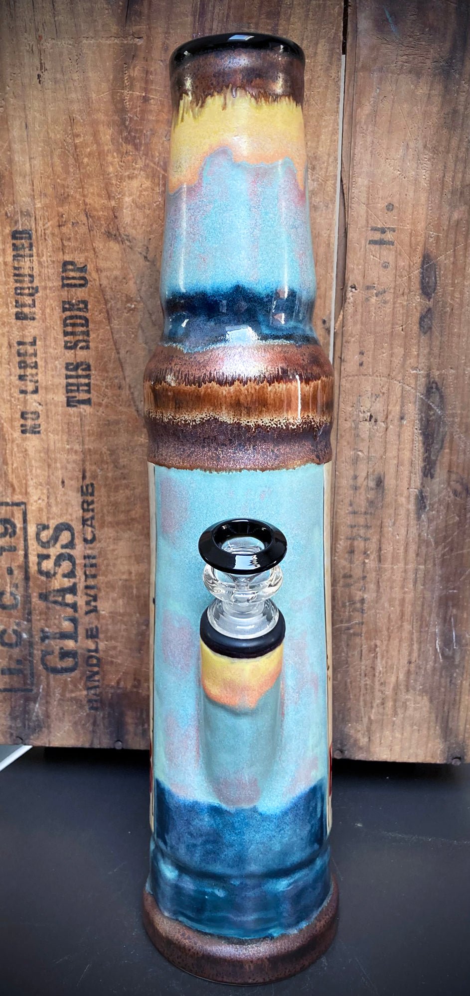 Ceramic Art Bong Cosmic Secret Water Pipe in Vibrant Colors for Water Filtration
