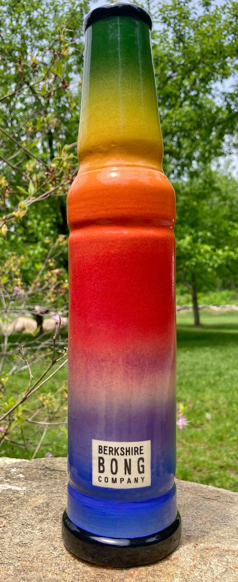 Ceramic Bong Bright Rainbow Tie Dye Colors by Berkshire Bong Company with vibrant multicolor gradient