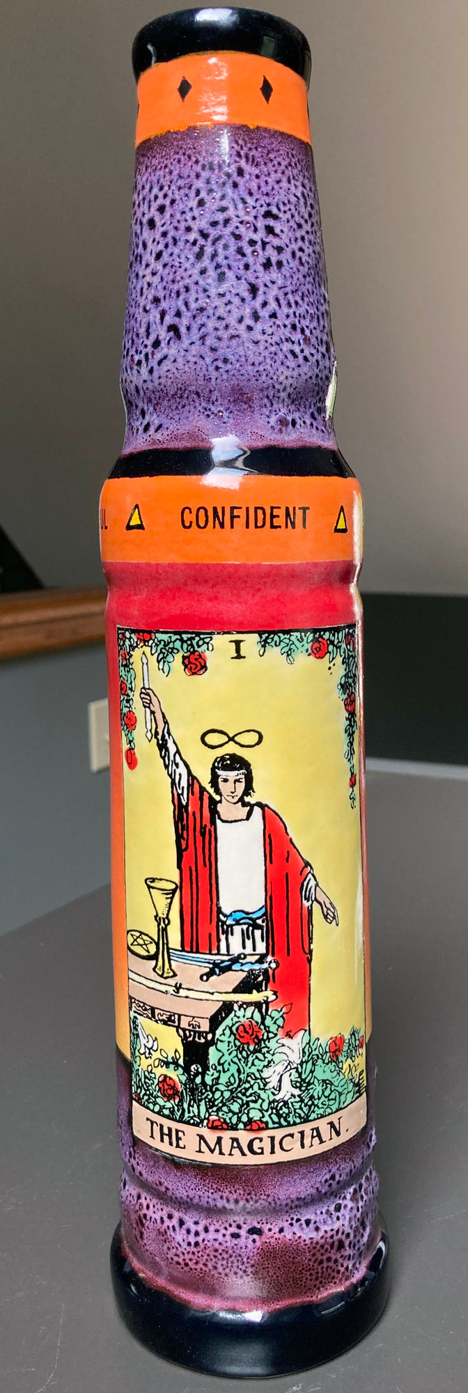 Ceramic Bong The Magician Tarot Card Water Pipe by Berkshire Bong Company with colorful detailed design
