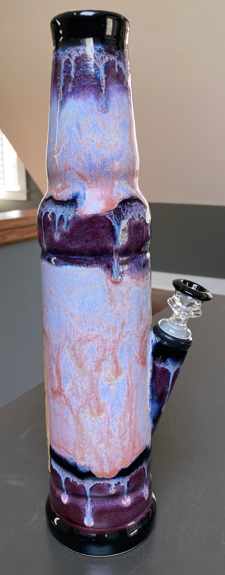 Handmade Purple Sunrise Ceramic Bong Glazed Heavy Duty Glass