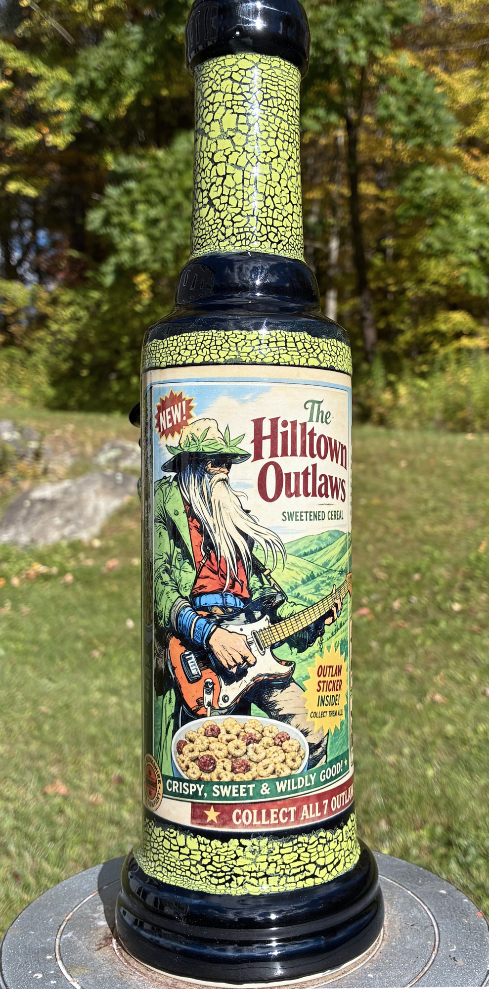 Hilltown Outlaws Ceramic Bong, Guitar & Cereal Box Art
