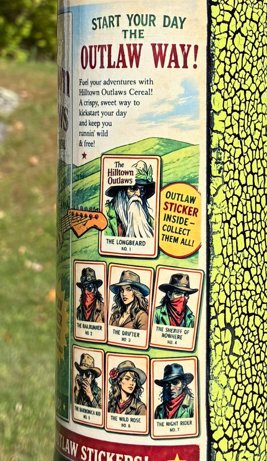 Hilltown Outlaws Ceramic Bong, Guitar & Cereal Box Art