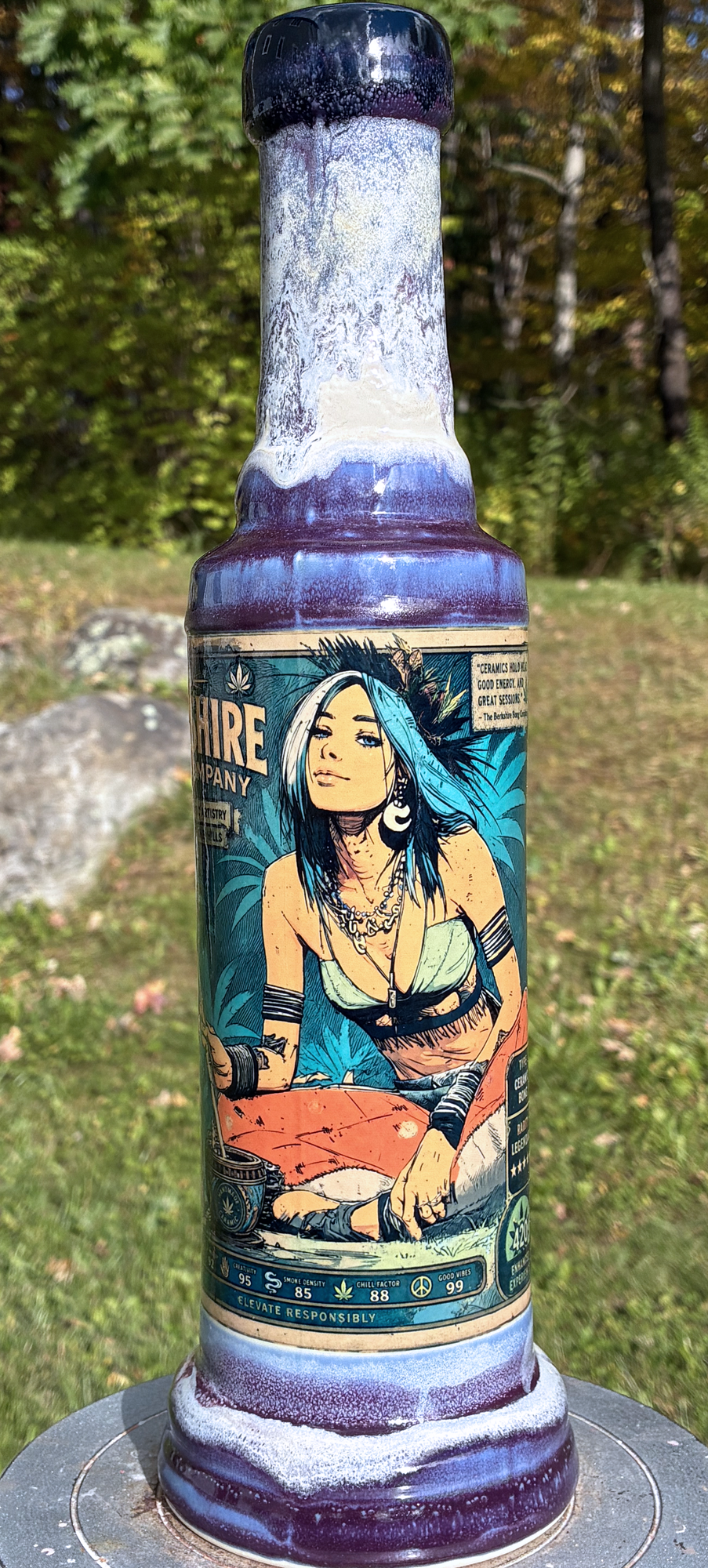 Legendary Mystic Handmade Ceramic Bong Purple Glaze