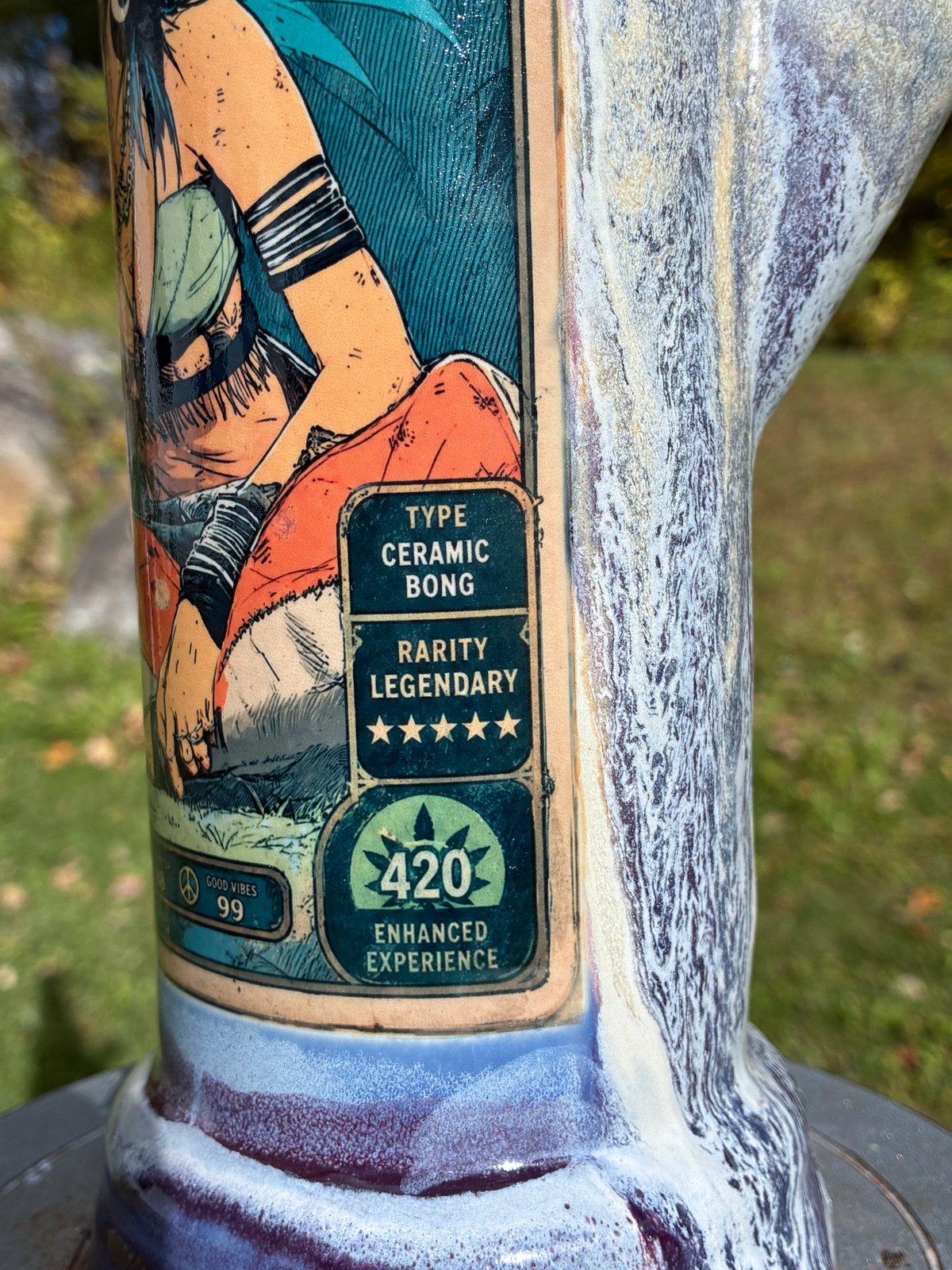 Legendary Mystic Handmade Ceramic Bong Purple Glaze