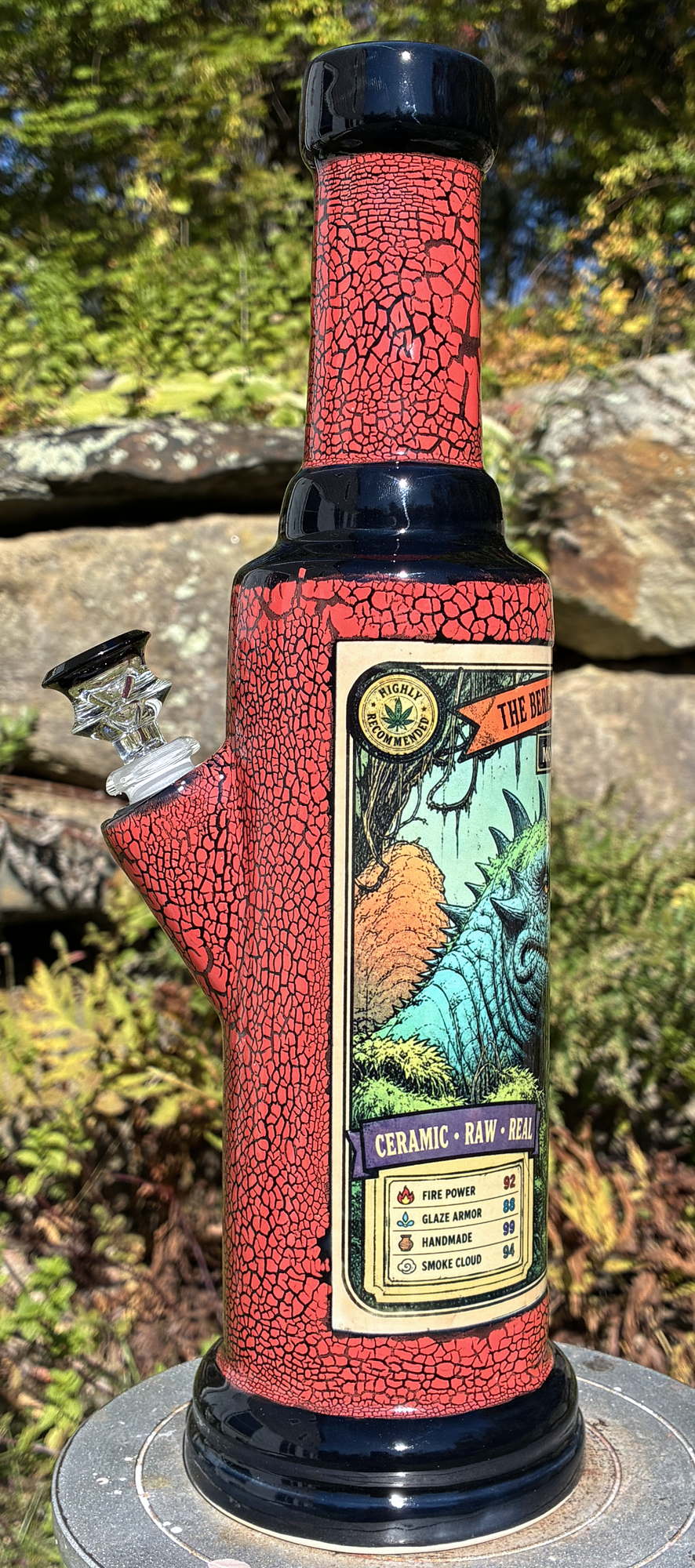 Monster Rips Dinosaur Handmade Ceramic Bong