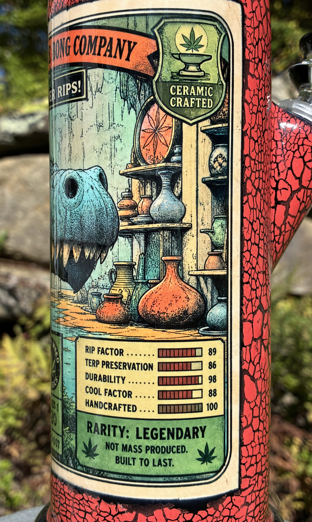 Monster Rips Dinosaur Handmade Ceramic Bong