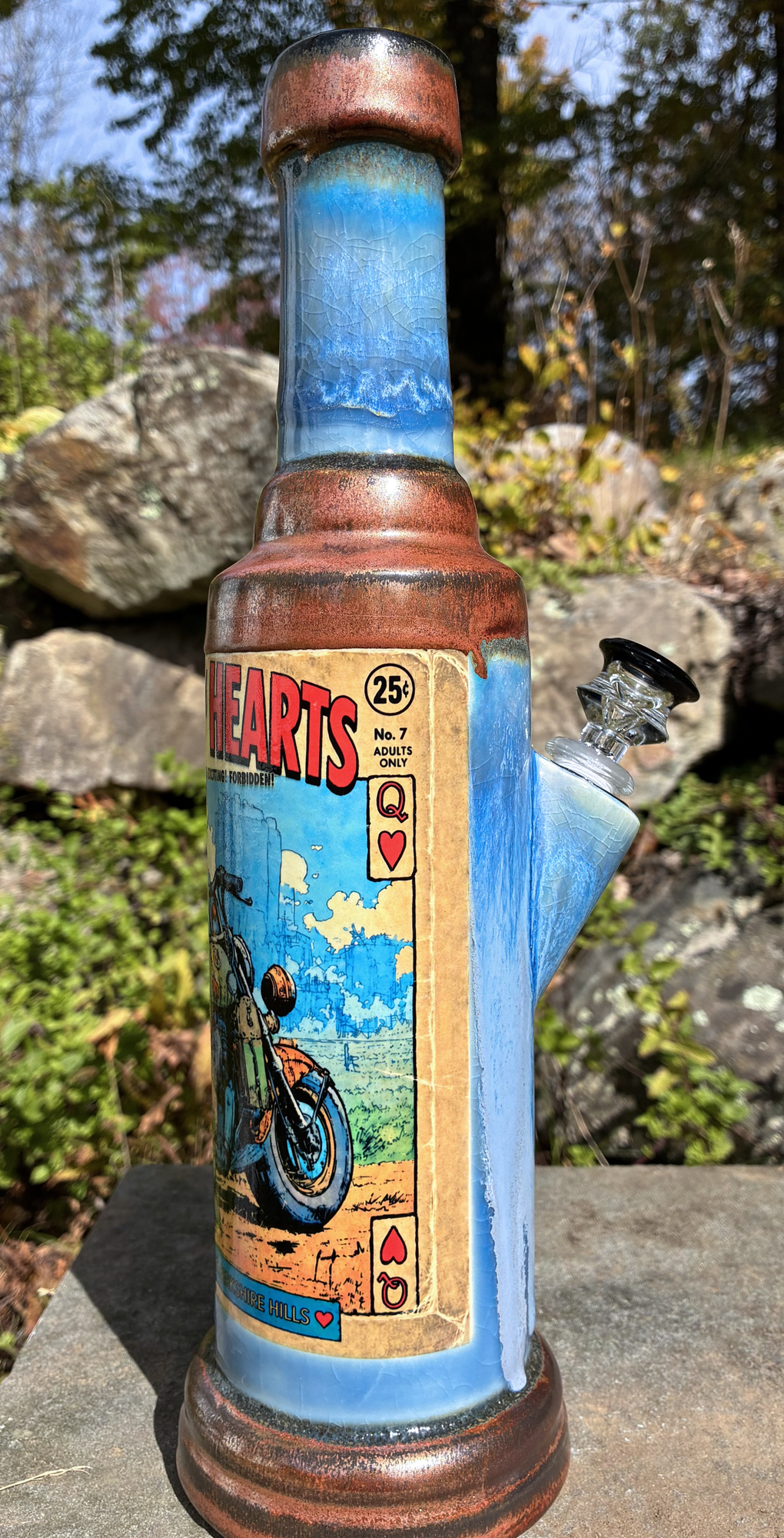 Queen of Hearts Biker Ceramic Bong