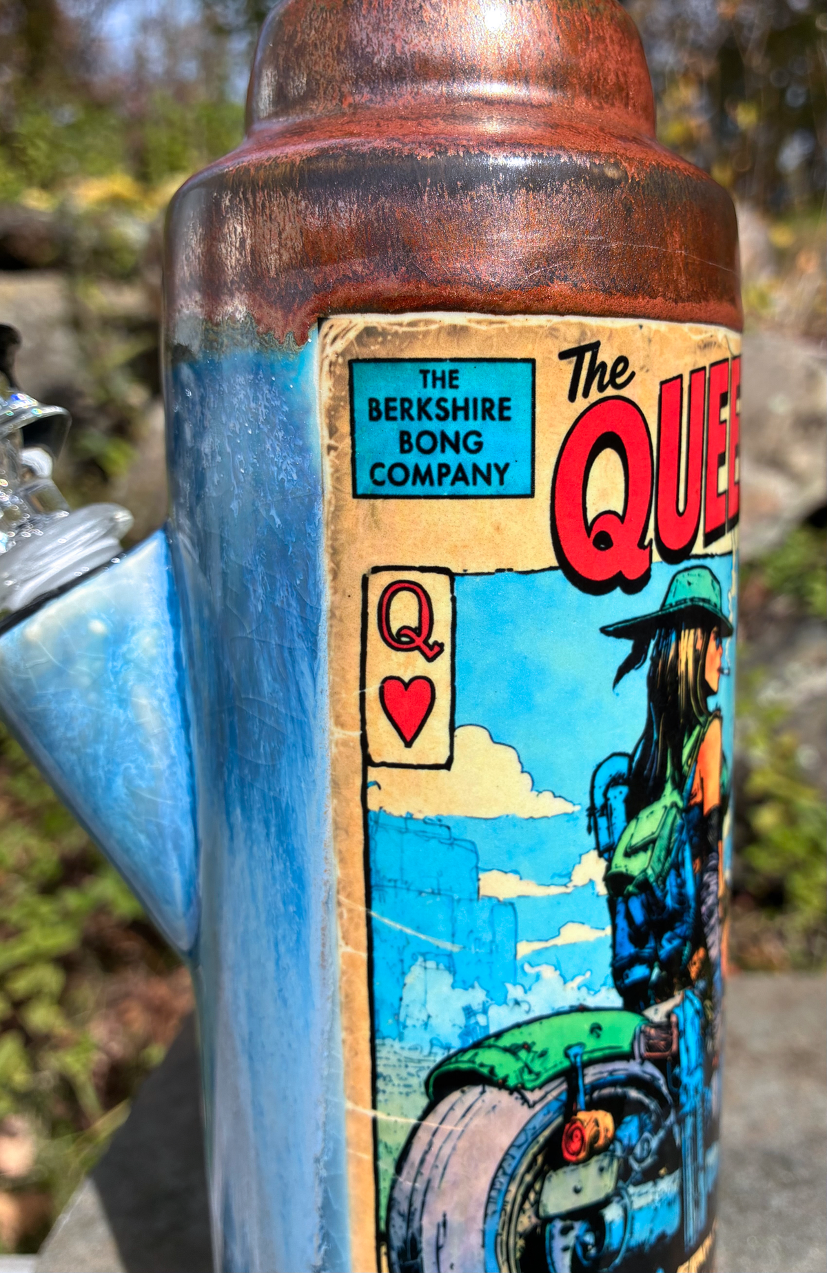 Queen of Hearts Biker Ceramic Bong