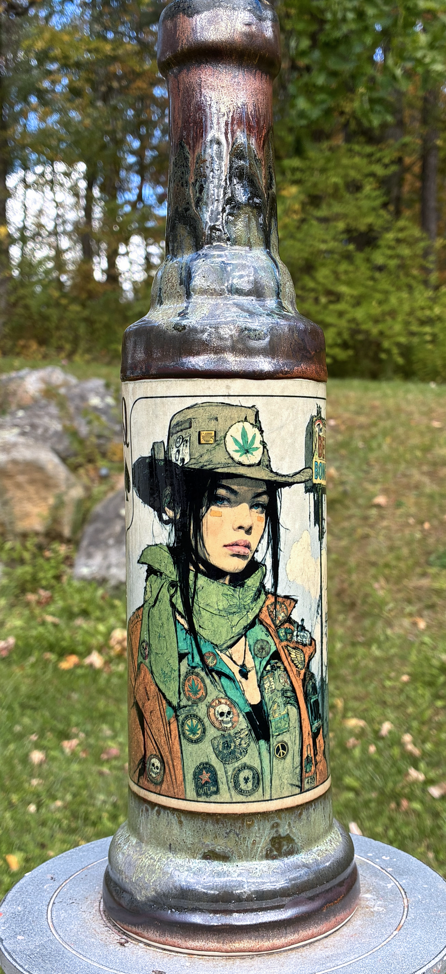 Queen of Spades Ceramic Bong Outlaw Playing Card Art