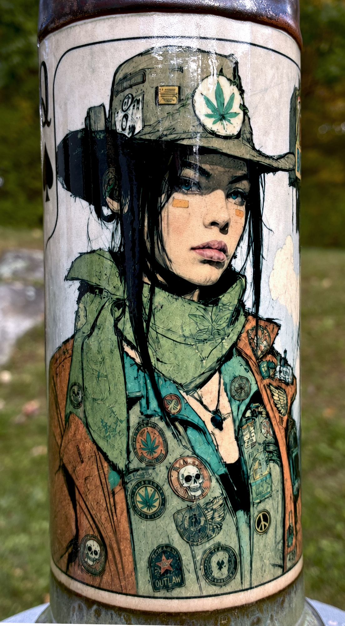 Queen of Spades Ceramic Bong Outlaw Playing Card Art