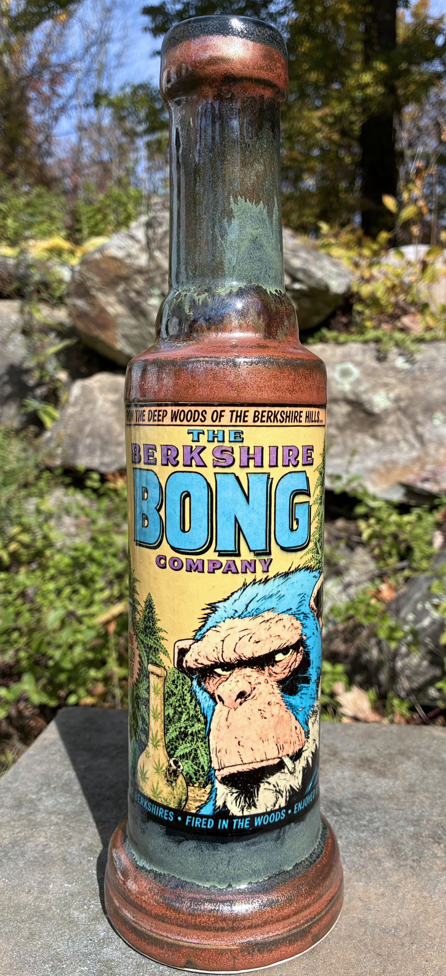 Stoned Strong Blue Chimp Handmade Ceramic Bong