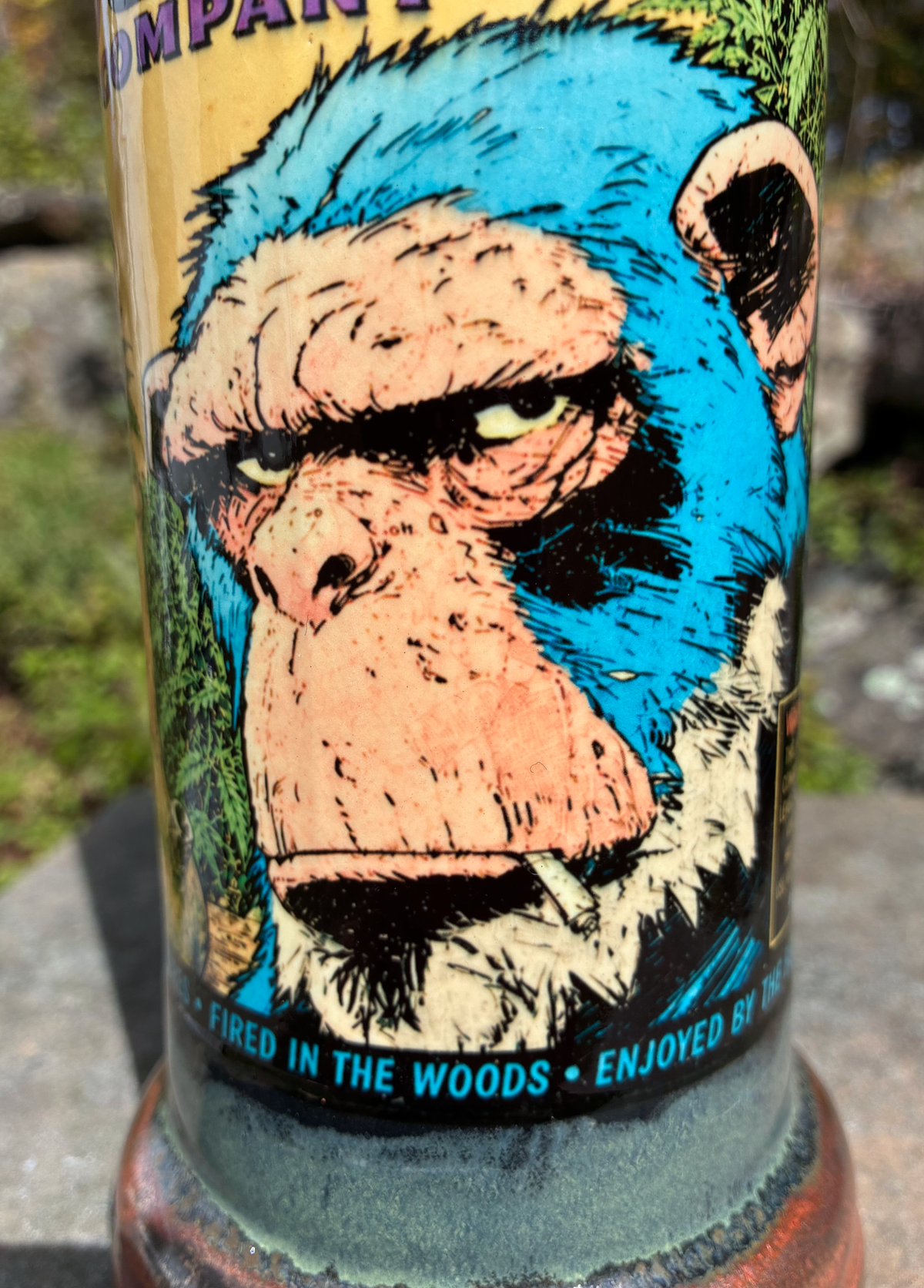 Stoned Strong Blue Chimp Handmade Ceramic Bong