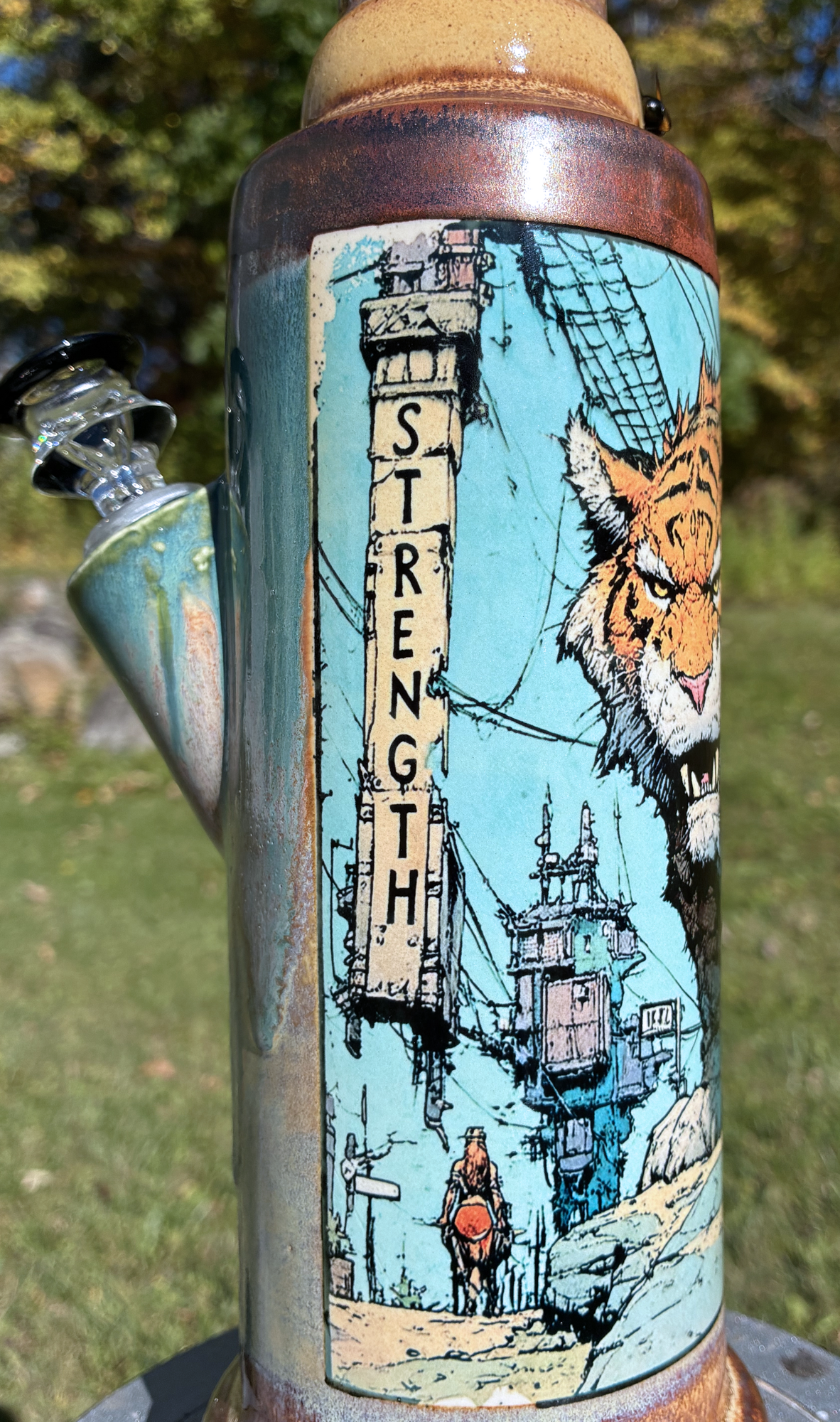 Inner Strength Tiger Handmade Ceramic Bong