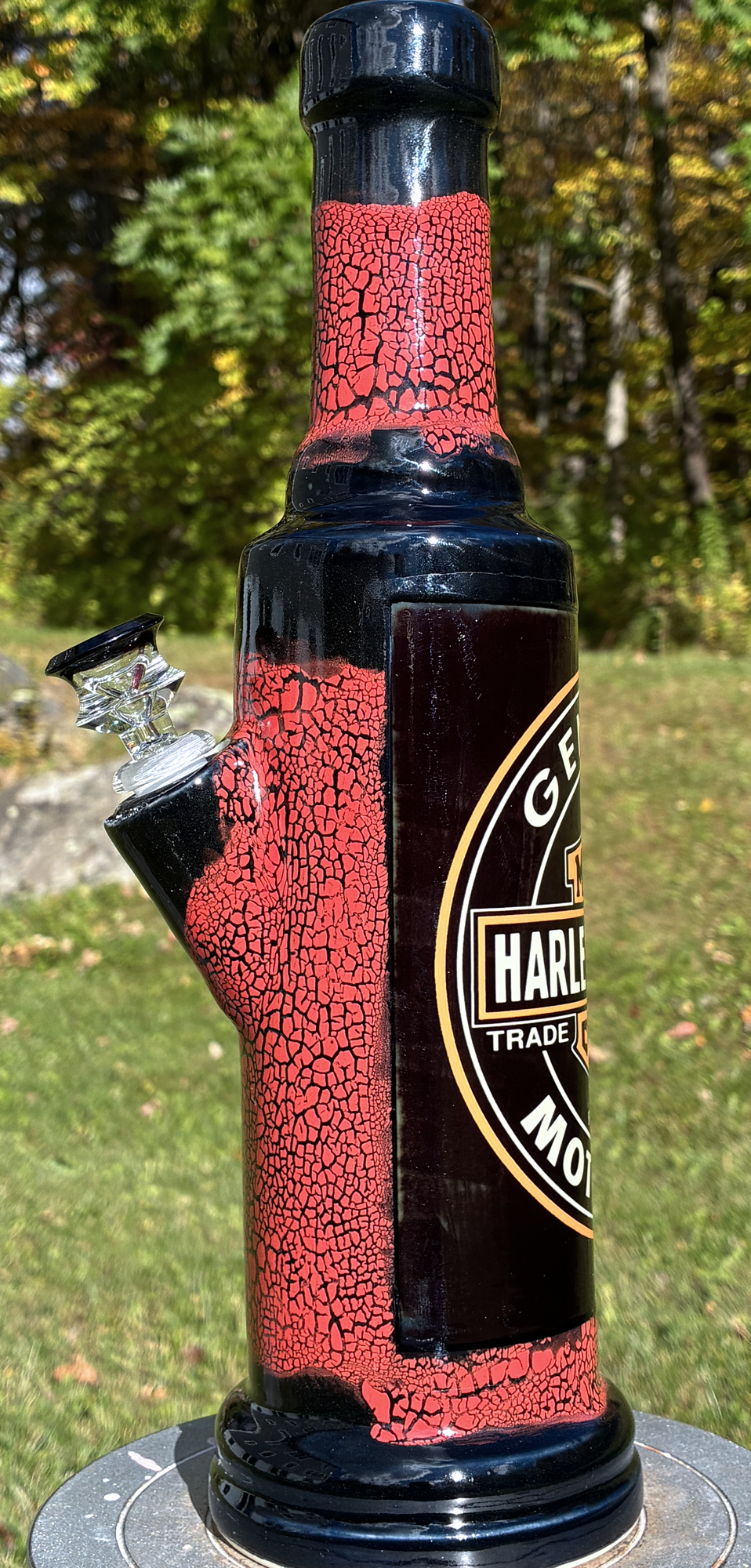 Harley-Davidson Oil Can Art Ceramic Bong