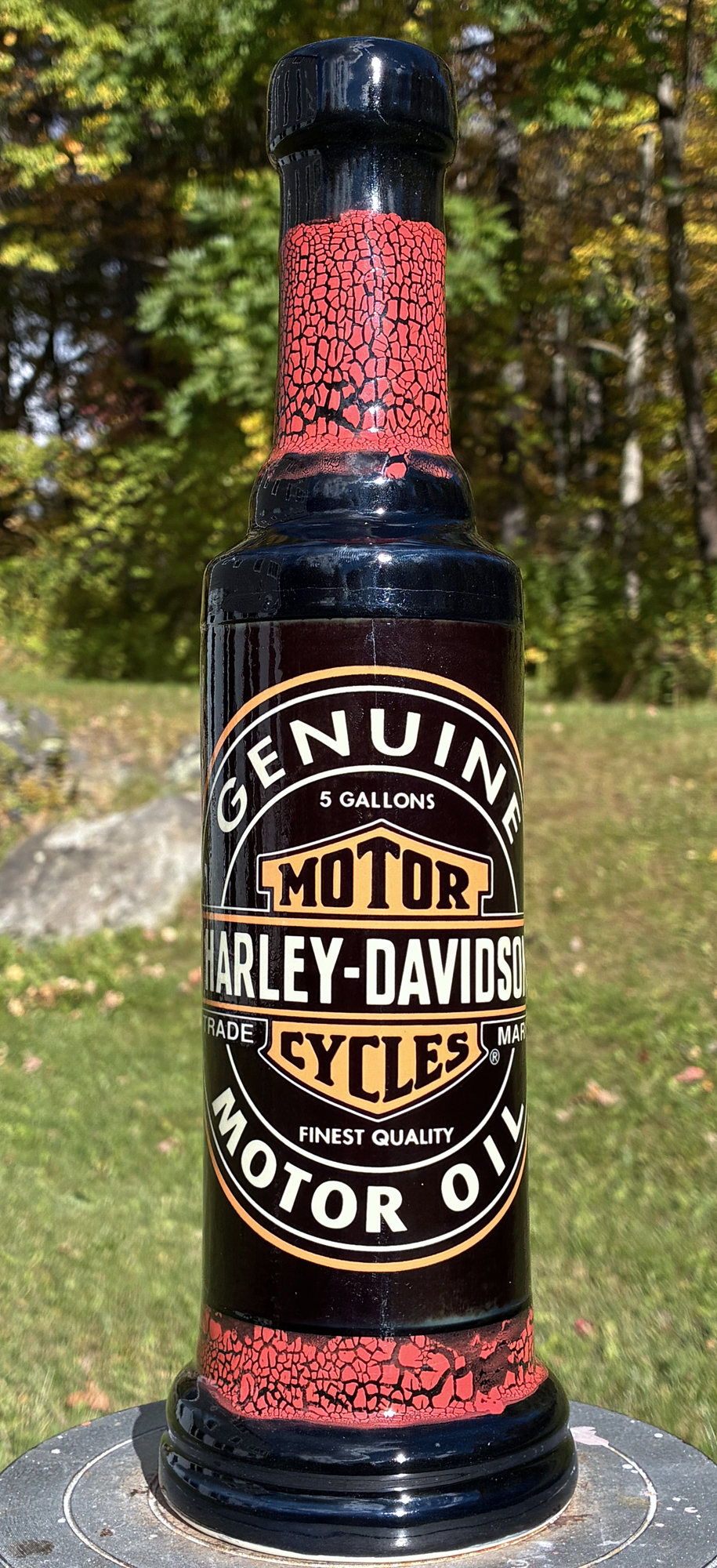 Harley-Davidson Oil Can Art Ceramic Bong