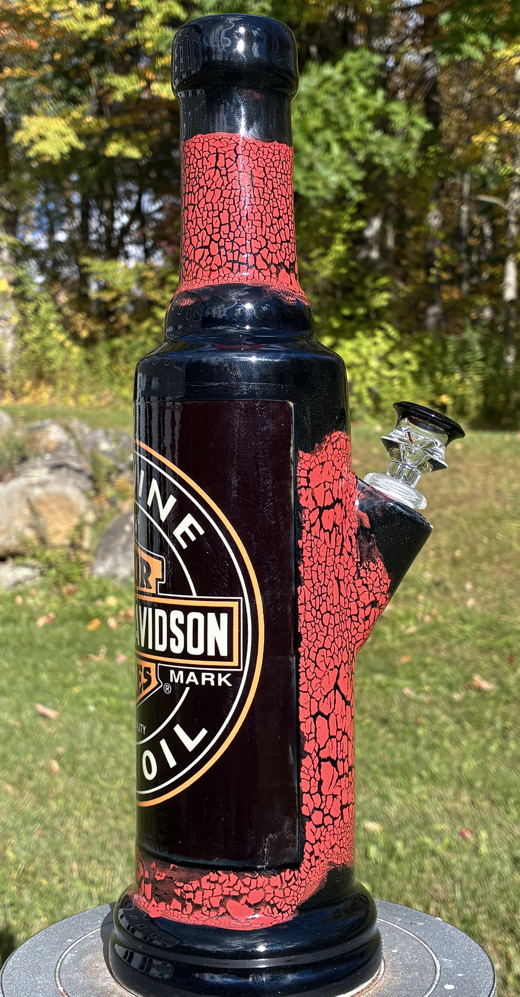 Harley-Davidson Oil Can Art Ceramic Bong