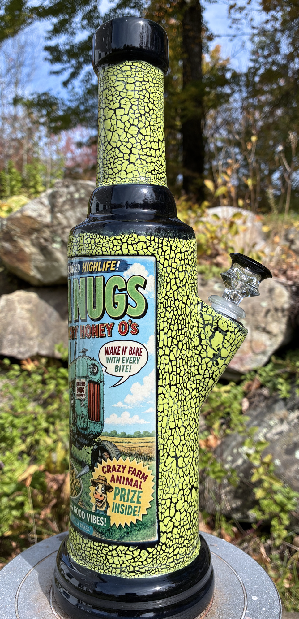 Green Nugs Ceramic Bong Vintage Cereal Box Art