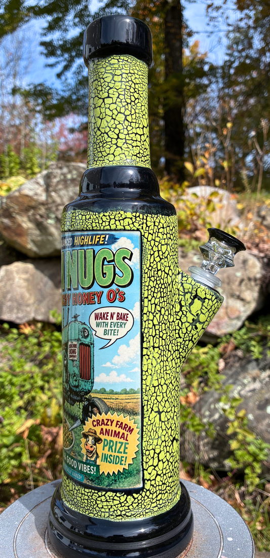 Green Nugs Ceramic Bong Vintage Cereal Box Art