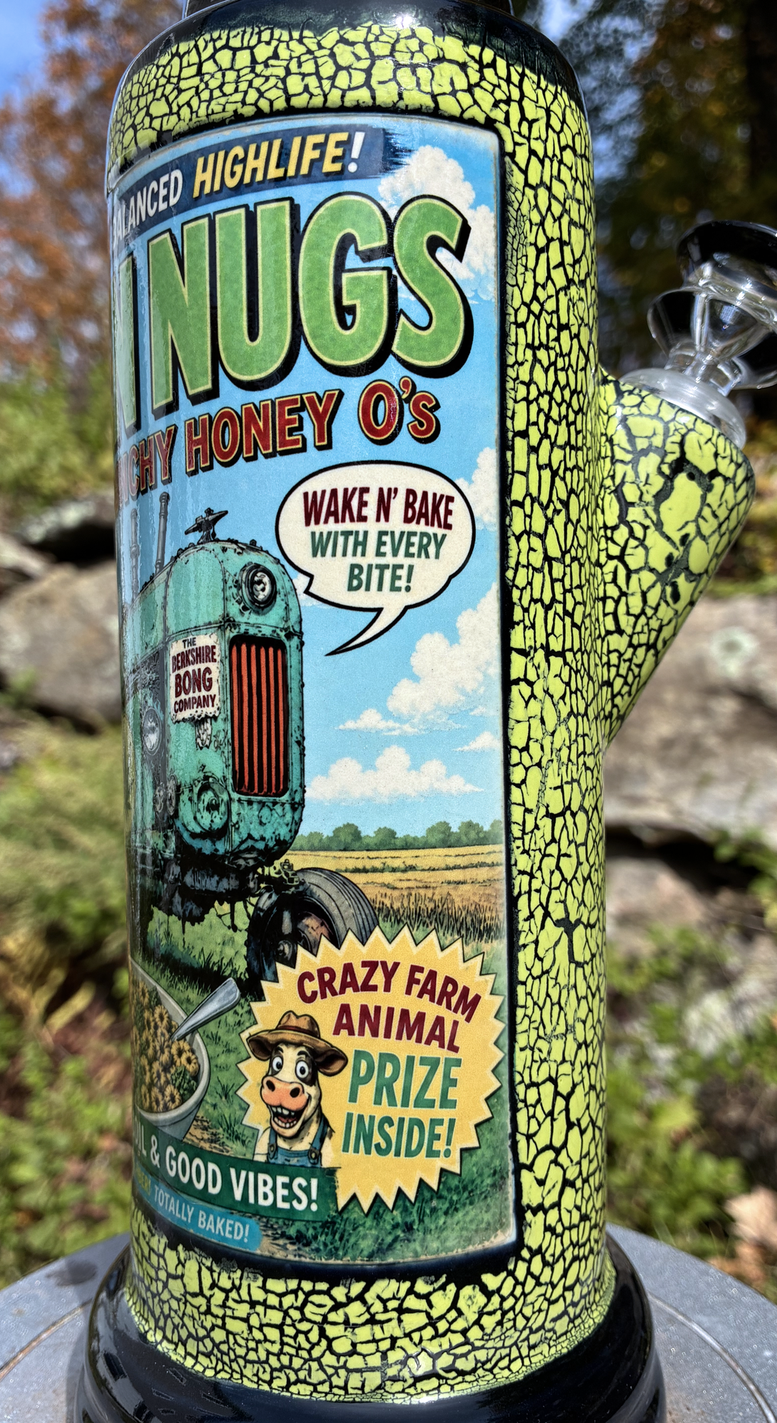 Green Nugs Ceramic Bong Vintage Cereal Box Art