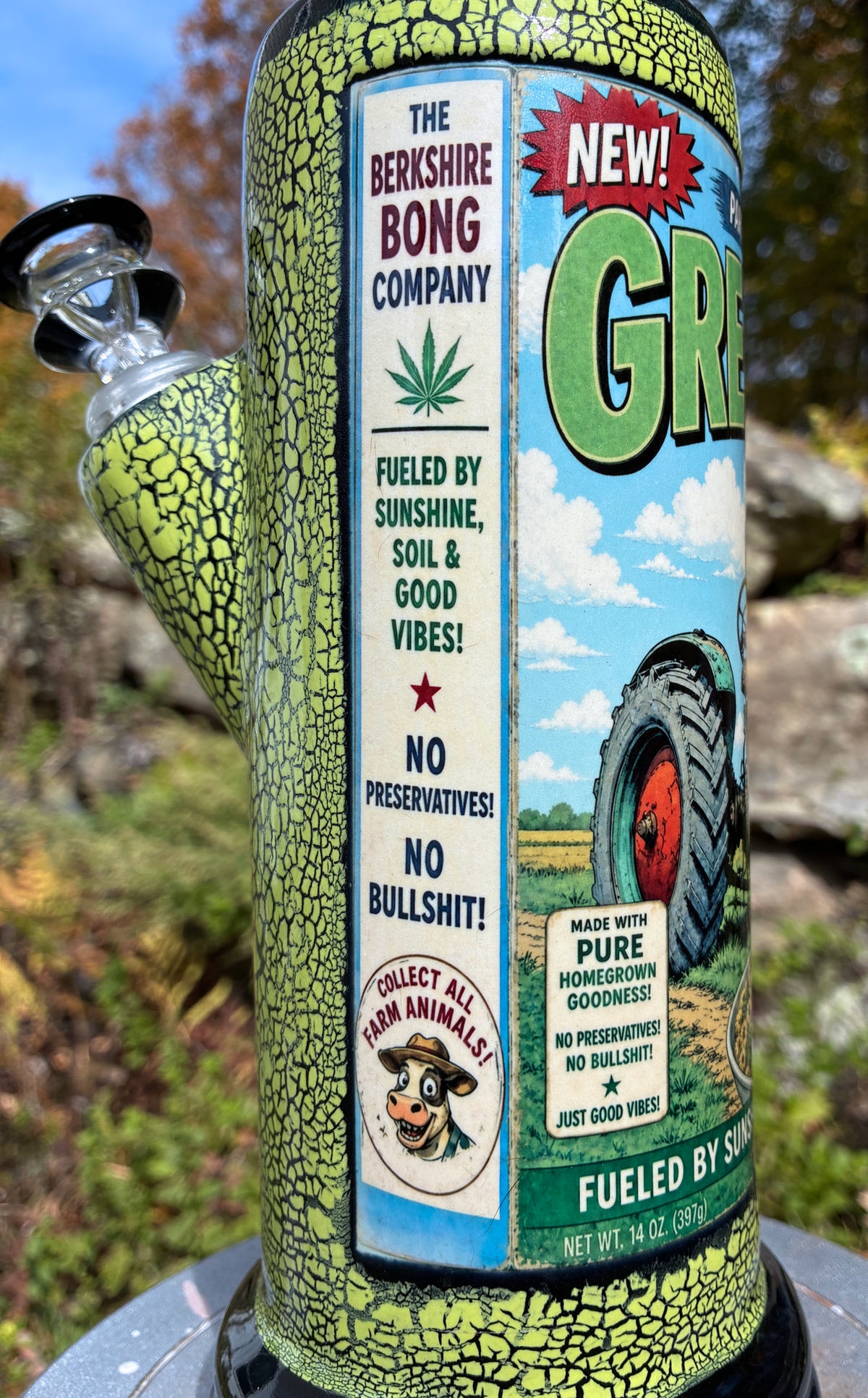 Green Nugs Ceramic Bong Vintage Cereal Box Art