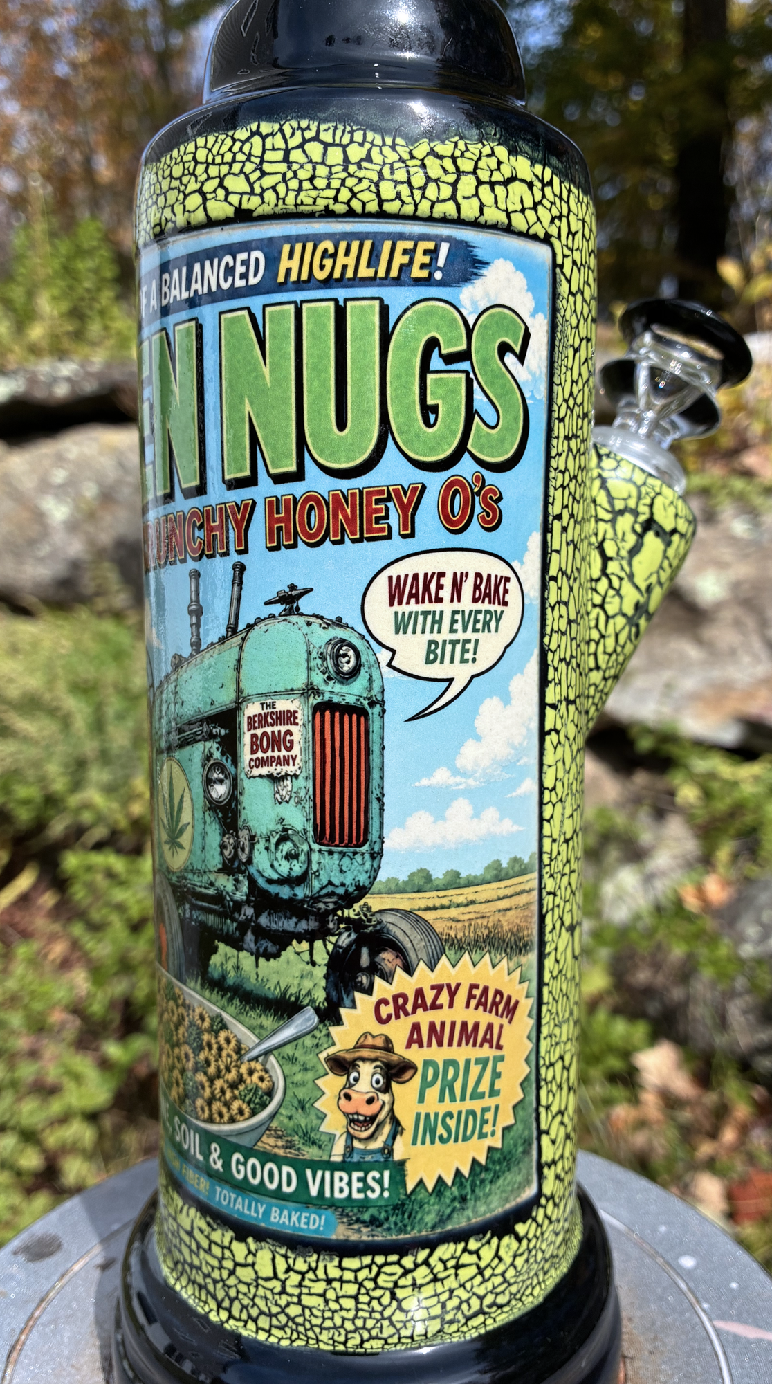 Green Nugs Ceramic Bong Vintage Cereal Box Art