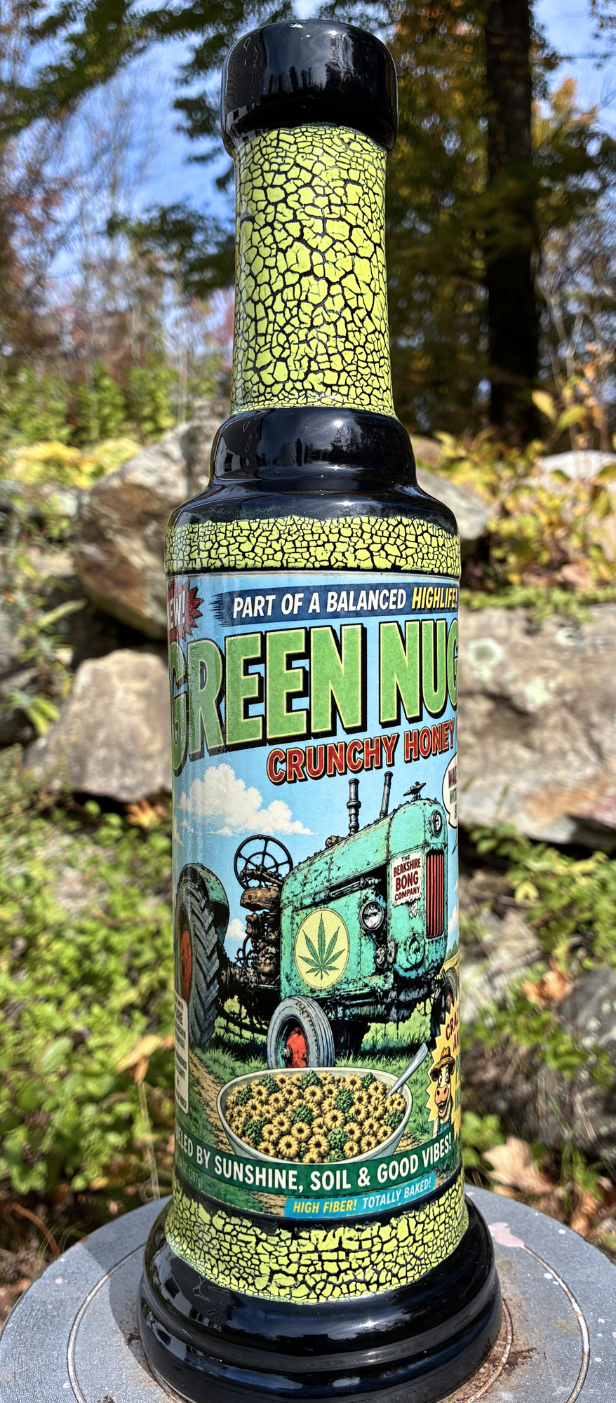 Green Nugs Ceramic Bong Vintage Cereal Box Art