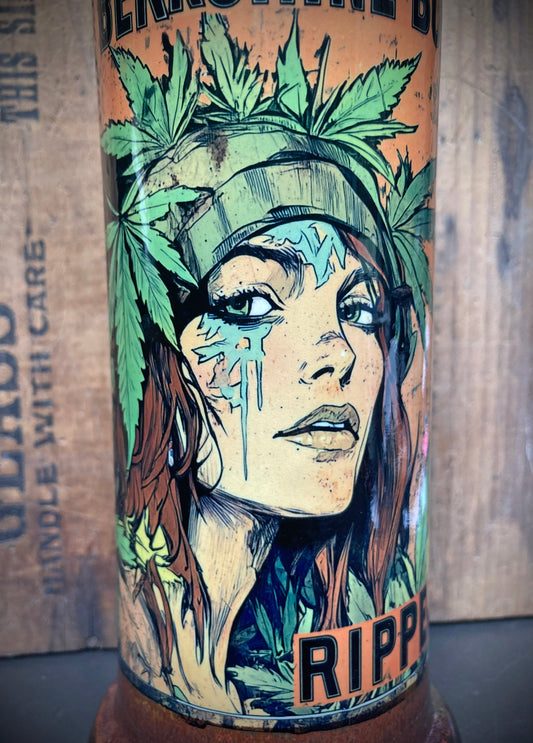 Berkshire Bong Company team bong, swamp green glaze, sports artwork