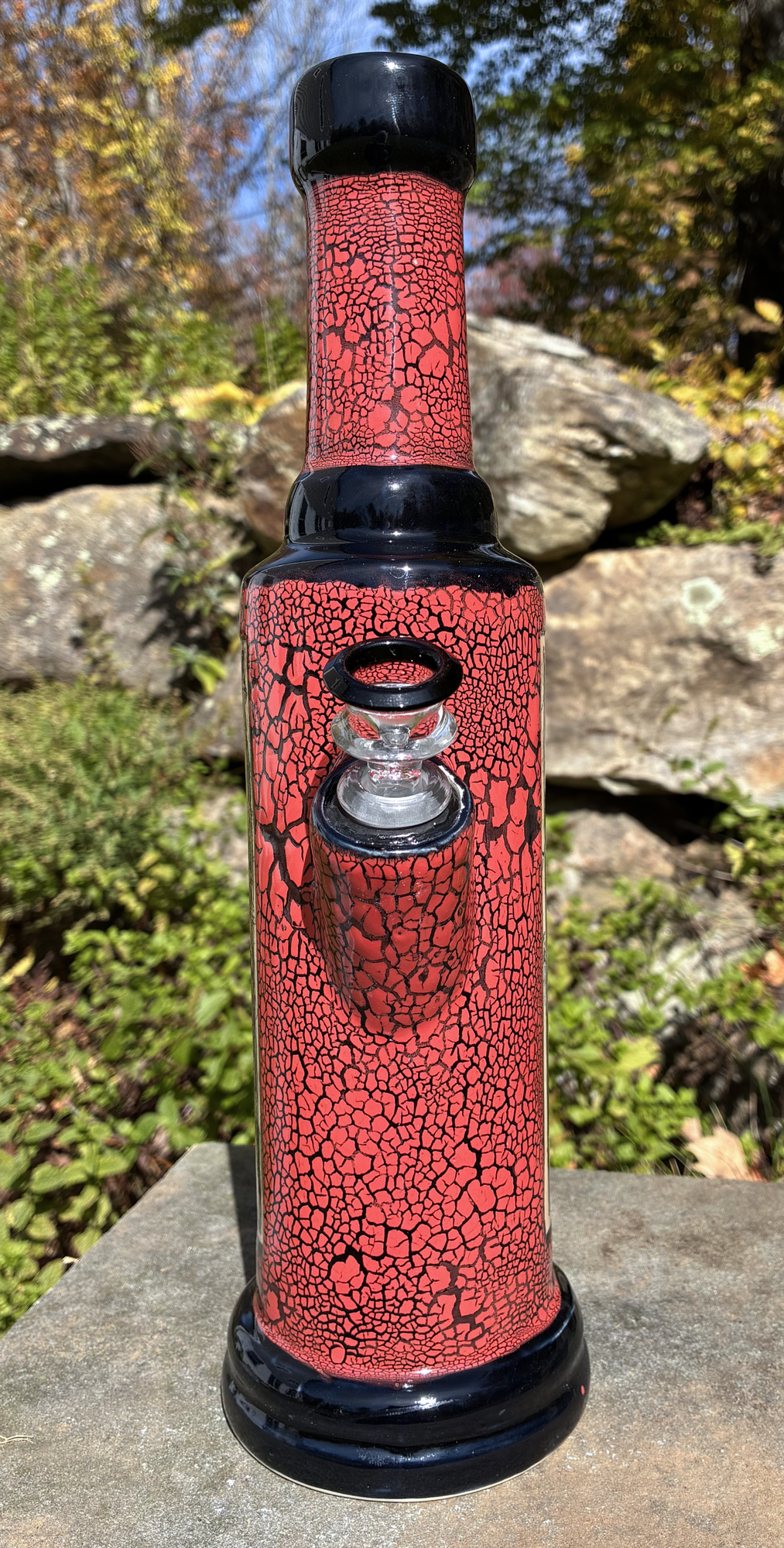 Wolf Ceramic Bong with Vintage Woodland Art