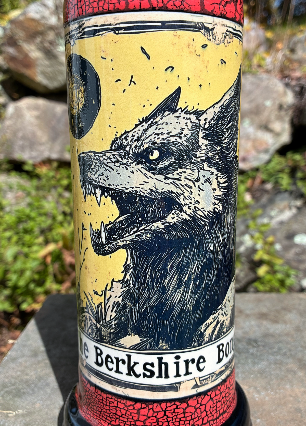 Wolf Ceramic Bong with Vintage Woodland Art
