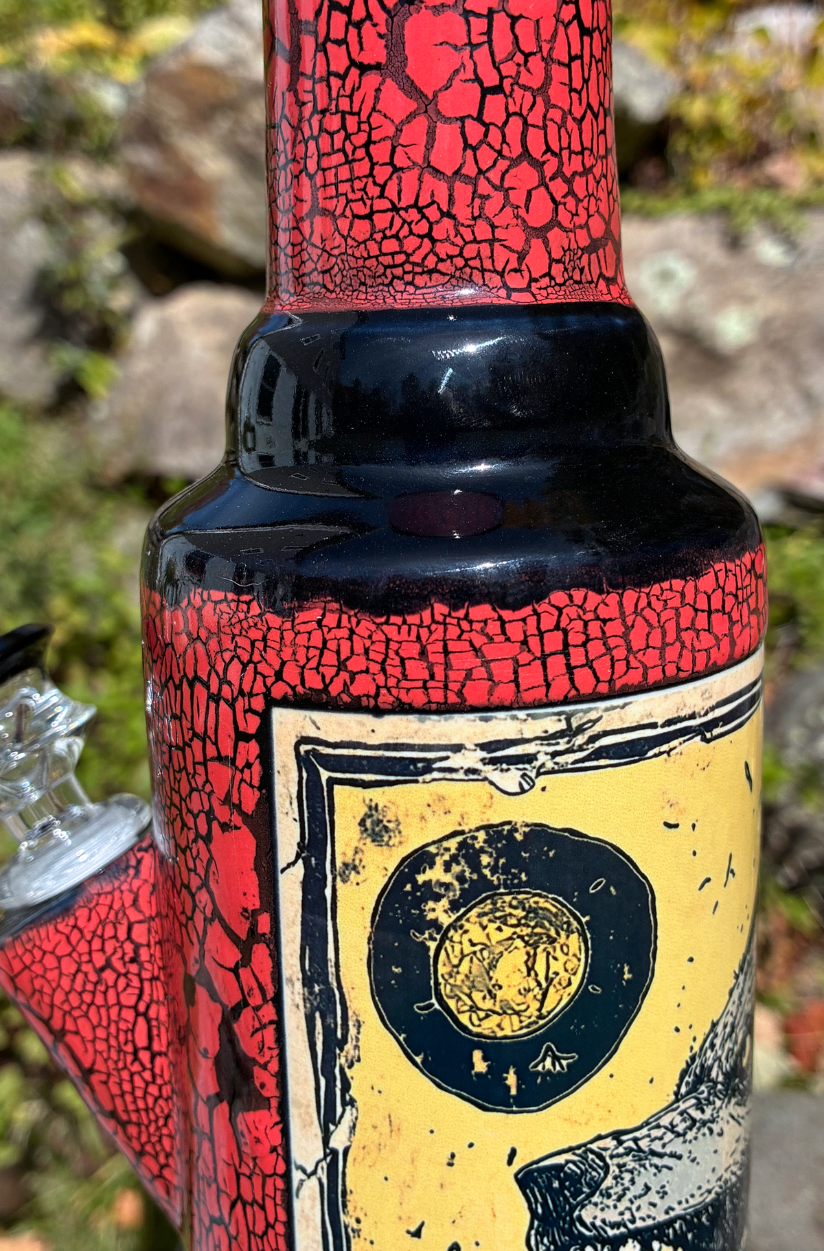 Wolf Ceramic Bong with Vintage Woodland Art