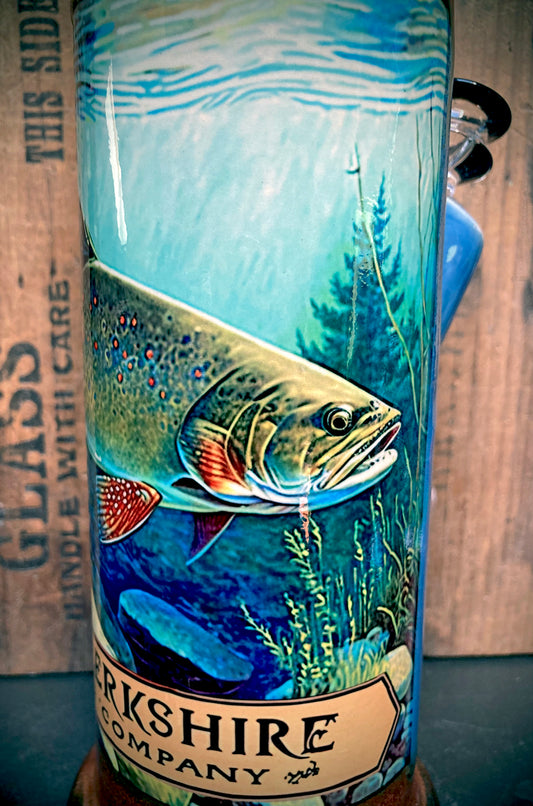 Limited edition Berkshire pottery bong with fierce brook trout scene