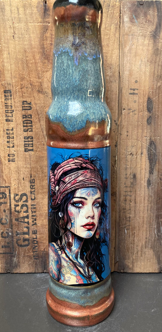 Ceramic Bong First Mate Pirate Woman with vibrant colors and artistic design featuring a pirate woman