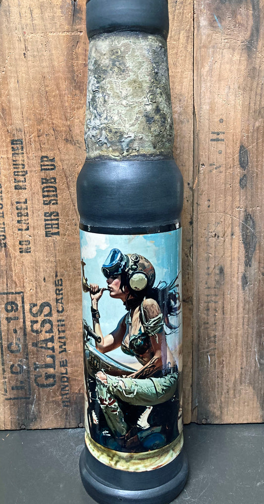 Ceramic Bong Outlaw Biker Woman On Motorcycle with vibrant artwork and sturdy design