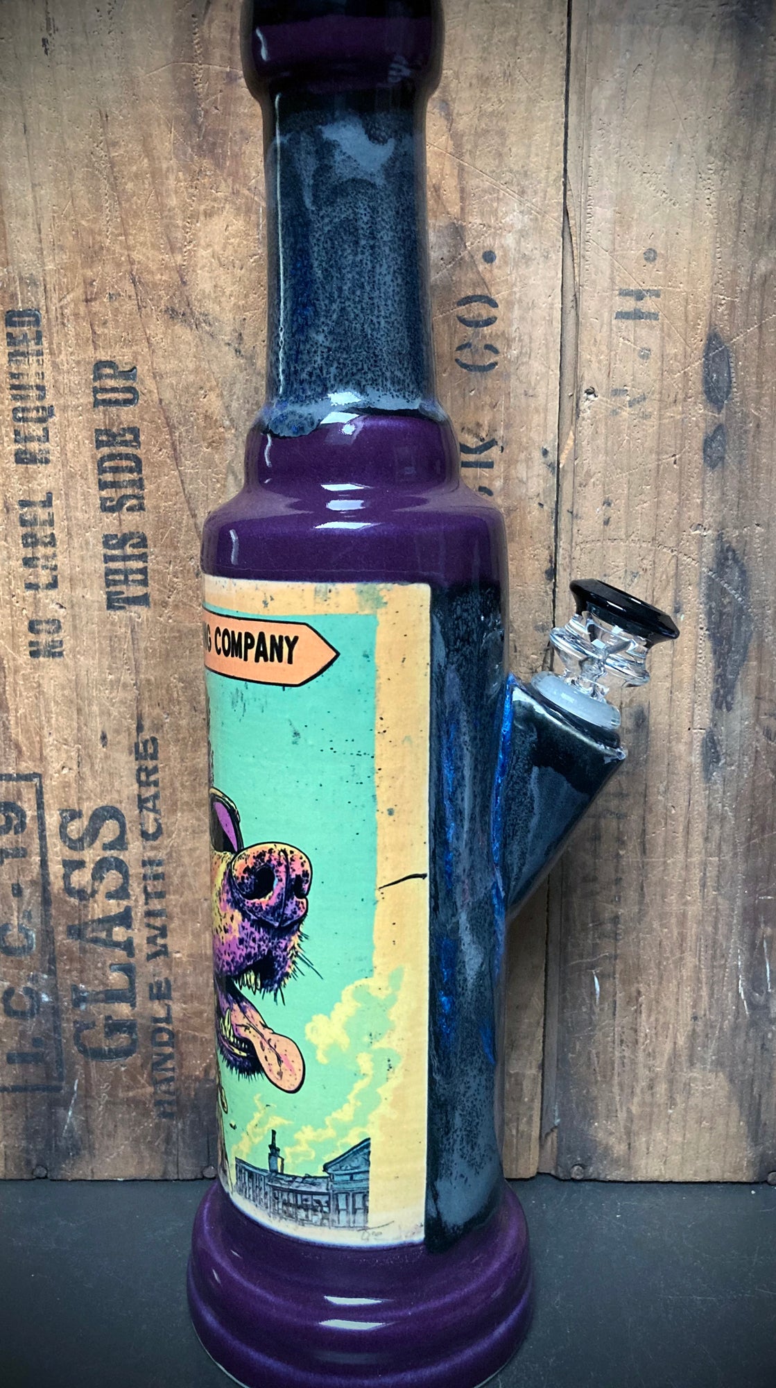Ceramic Bong The Coolest Dog Wearing Sunglasses with a colorful dog design from Berkshire Bong Company