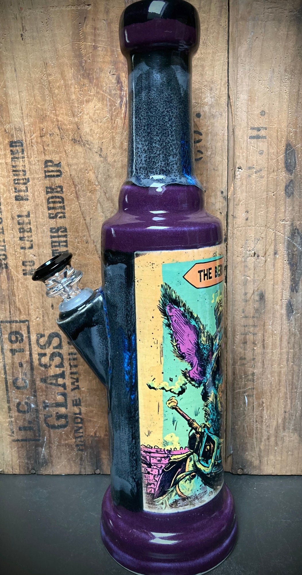 Ceramic Bong The Coolest Dog Wearing Sunglasses with vibrant colors and unique design from Berkshire Bong Company