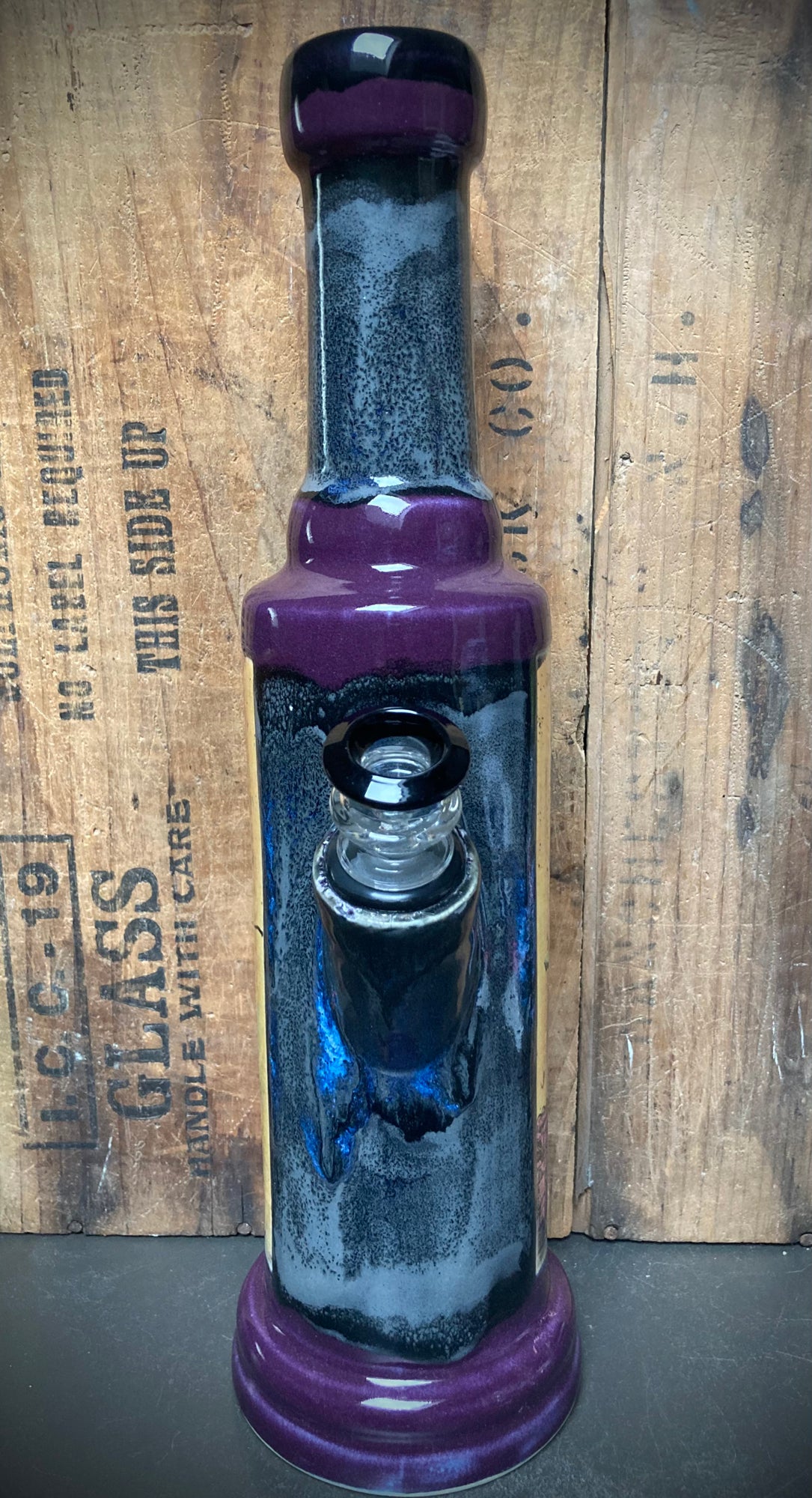 Berkshire Bong Company Ceramic Bong The Coolest Dog Wearing Sunglasses in stylish purple and black design
