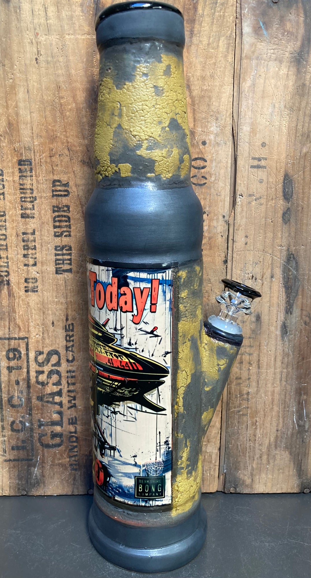 Berkshire Bong Company Ceramic Bong Time Travel UFO UAP with Rustic Glazes and Unique Vintage Design