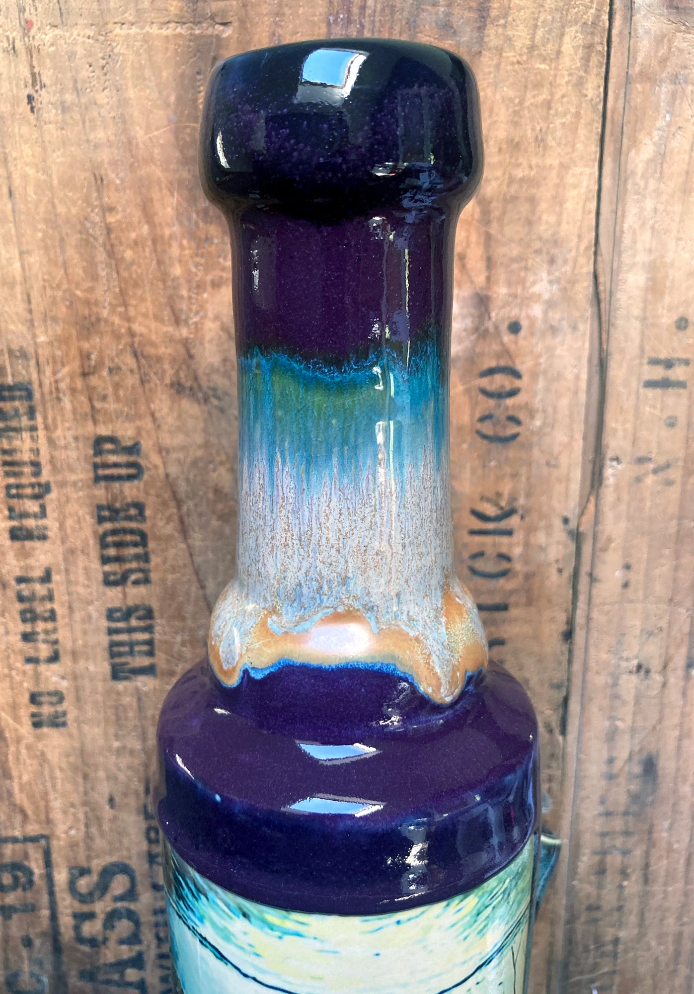 Ceramic bong trout fish river design featuring a colorful, glossy finish for a unique look