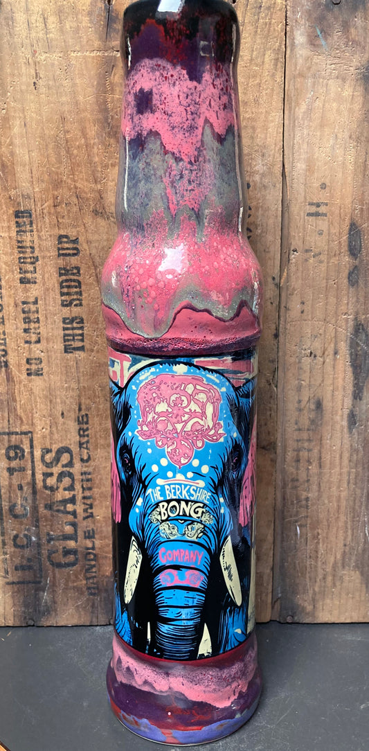 Unique Ceramic Bong Wise Elephant Pink Mandala design from Berkshire Bong Company