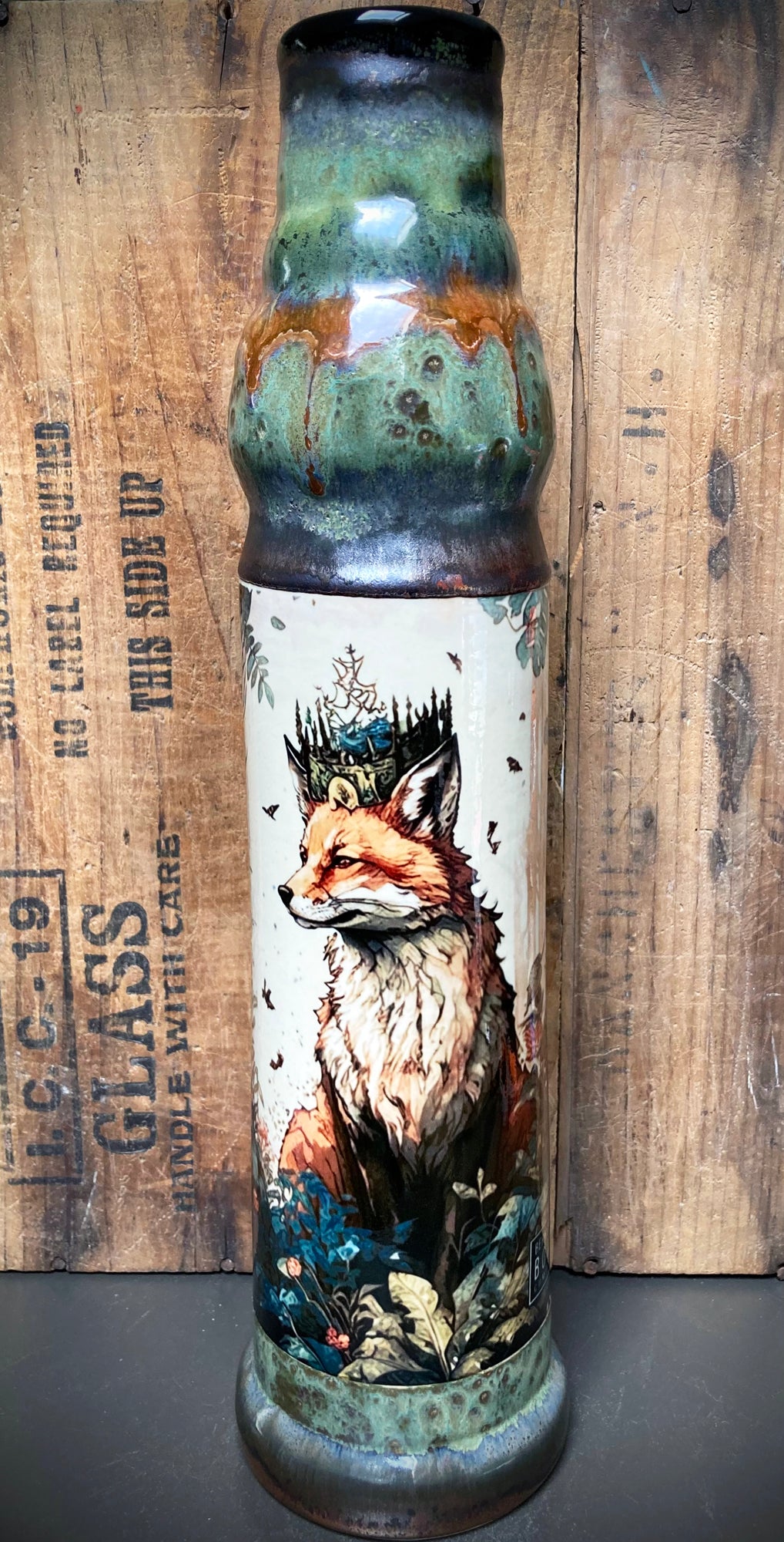 Ceramic Bong - "Woodland Royalty - Fox Queen"