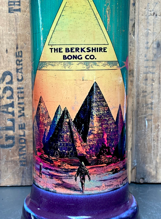 The New Pyramids Ceramic Bong Mystical Energy by Berkshire Bong Company showing colorful pyramids and lone figure