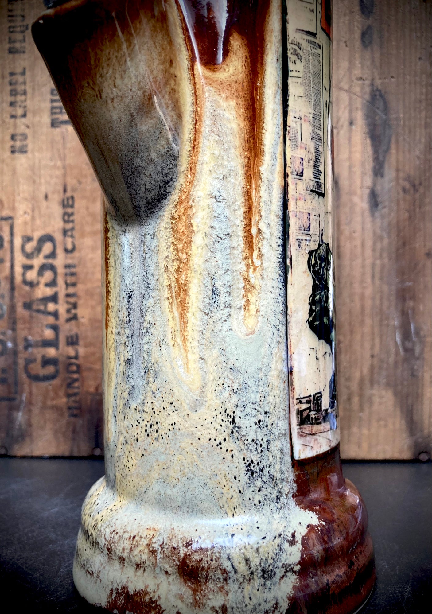 Handmade Ceramic Bong Laughing Emoji Dead with unique glaze and detailed artistic design