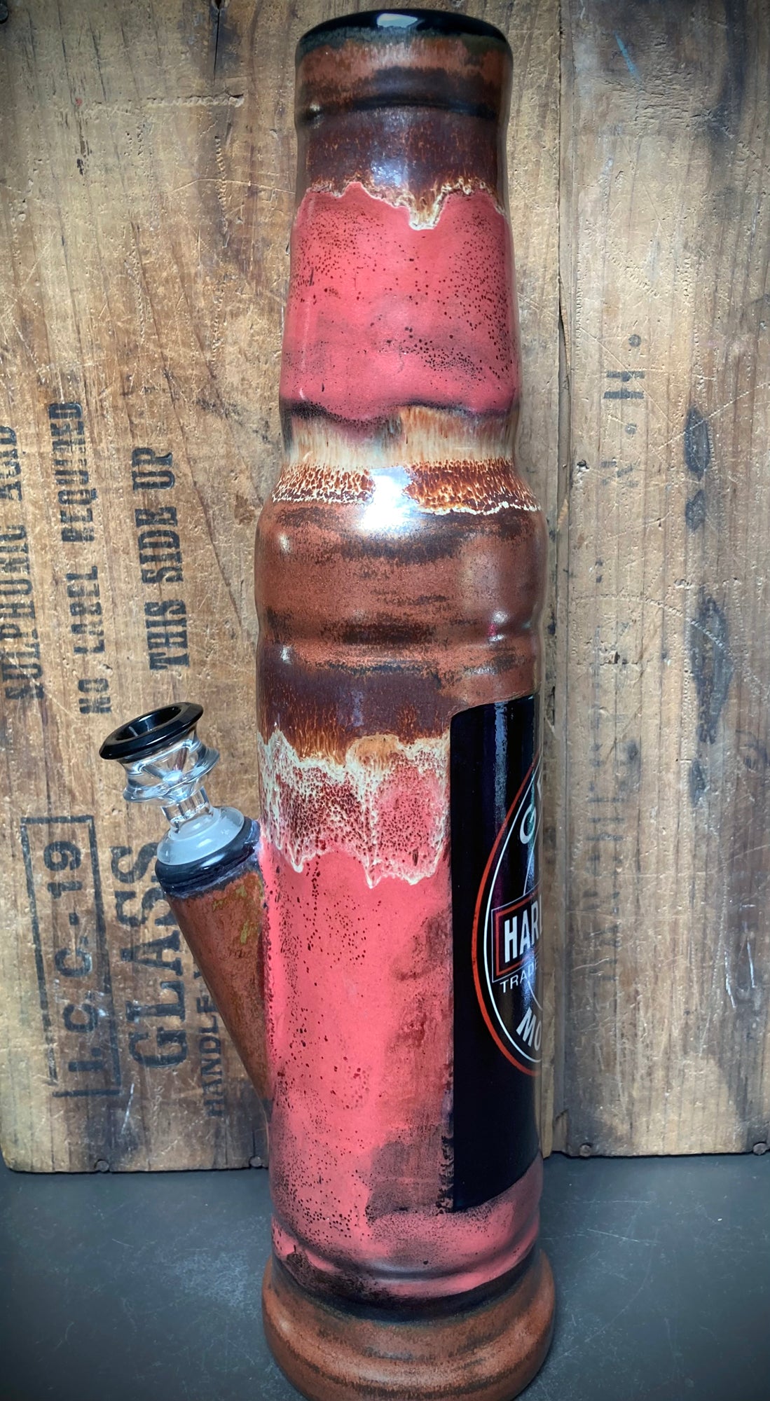 Ceramic Bong - "Vintage Harley Davidson Oil Can"