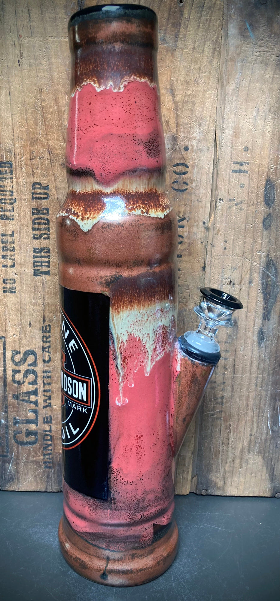 Ceramic Bong - "Vintage Harley Davidson Oil Can"