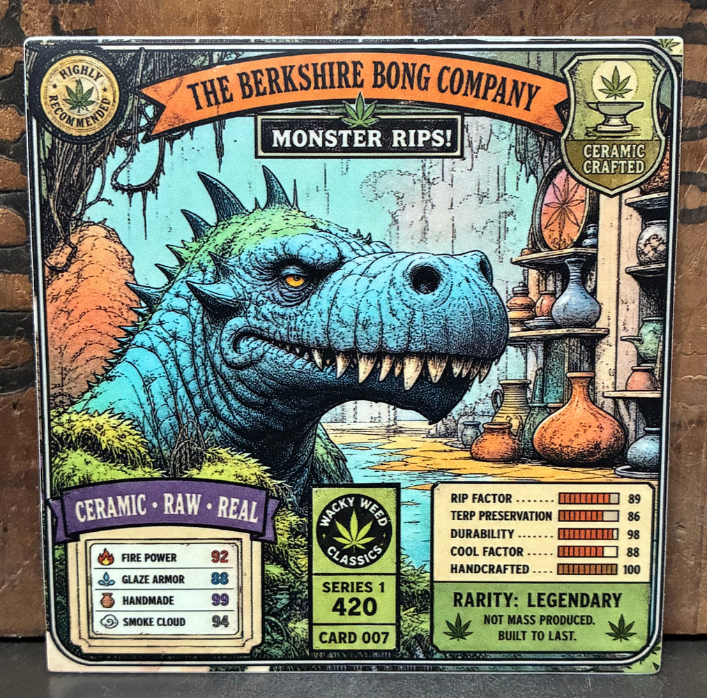 Monster Rips dinosaur art sticker with trading-card details