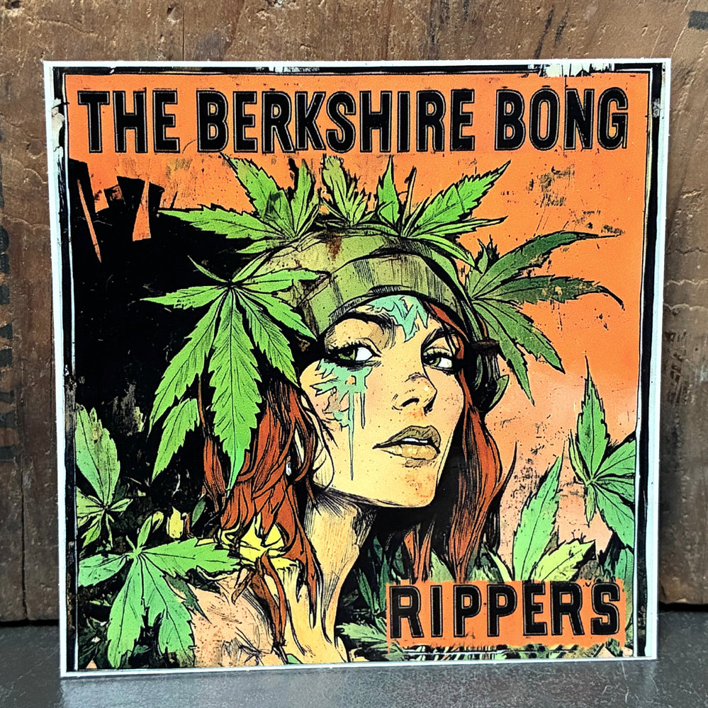 Rippers illustrated portrait sticker with green leaves
