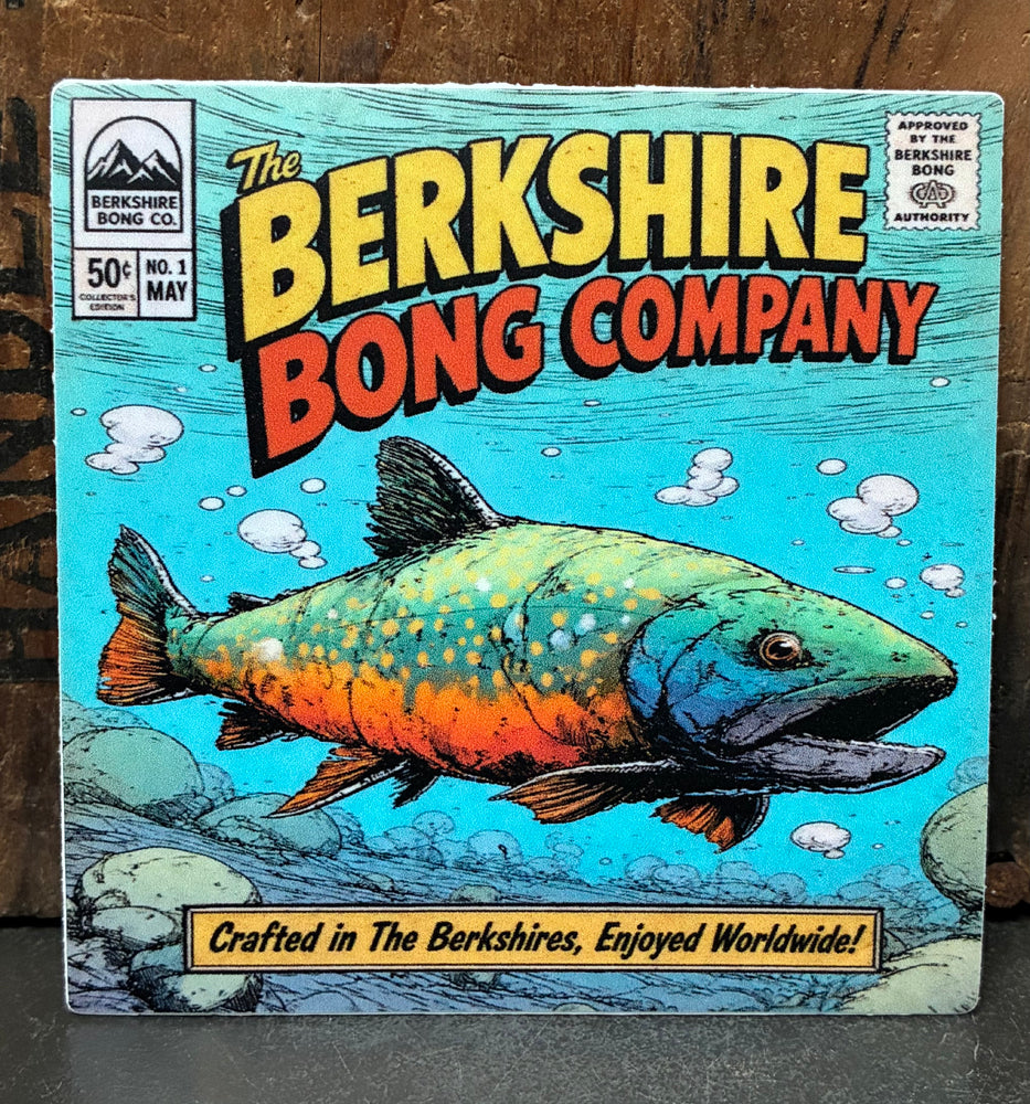 Berkshire Bong Company colorful trout comic-style sticker
